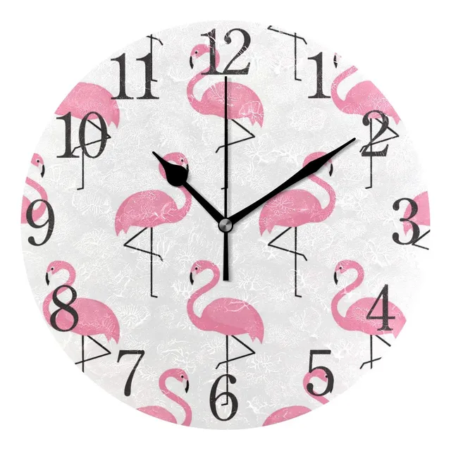 Reloj Pared Diseño Numero Arabigo Color Rosa Redondo Para