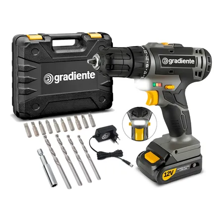 Furadeira Parafusadeira Sem Fio  A Bateria 12v Com Maleta Preto 127/220v 60hz