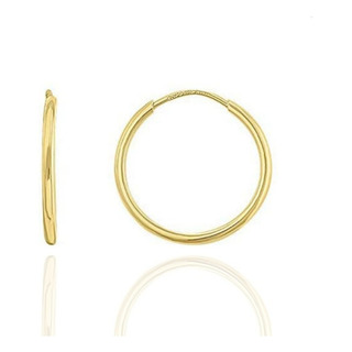 Mini Arracada Lisa De Oro Sólido 10k Bebés, Adulto 9 Mm Mini Arracada Lisa De Oro Sólido 10k Bebés, Adulto 9 Mm