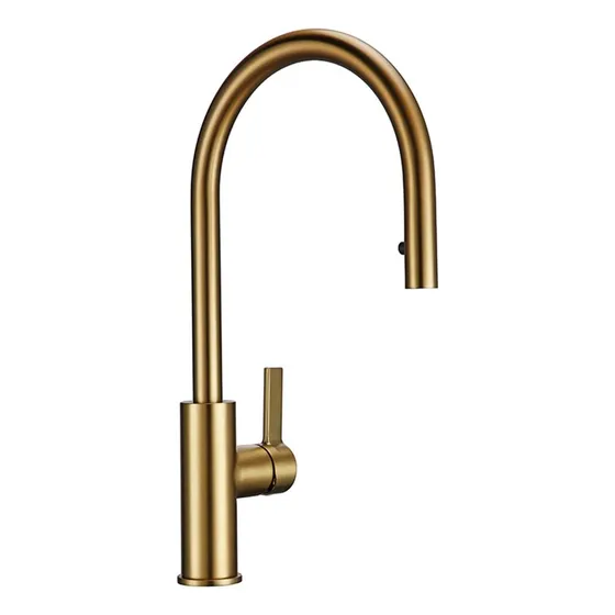 Grifo Cocina Laton Dorado Cepillado Agua Fria Caliente Caño