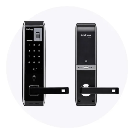 Fechadura Digital Intelbras Fr330 Senha Tag Biometria Chave Fechamento Automático Embutir