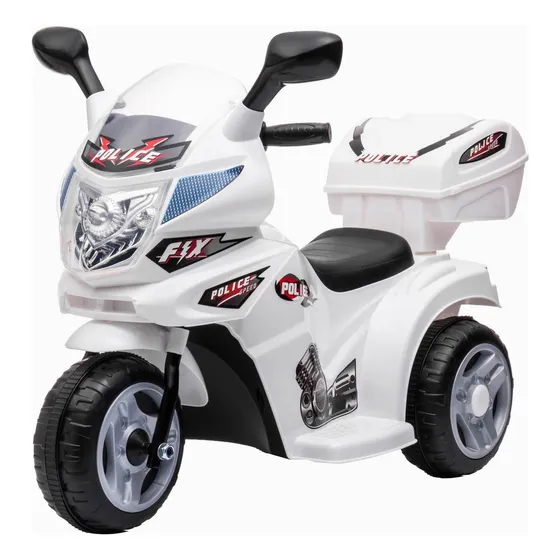 Moto Infantil A Batería De Policía De 6 Volt Con Baul