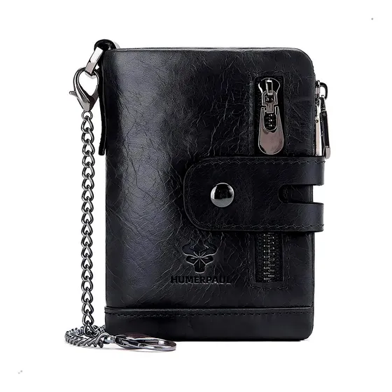 Billetera Cartera Cuero Natural Humerpaul Rfid Cadena