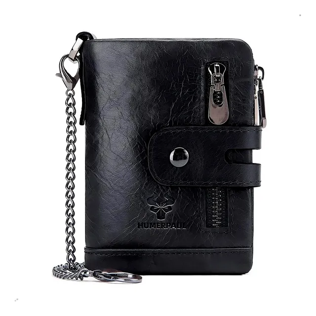 Billetera Cartera Cuero Natural Humerpaul Rfid Cadena