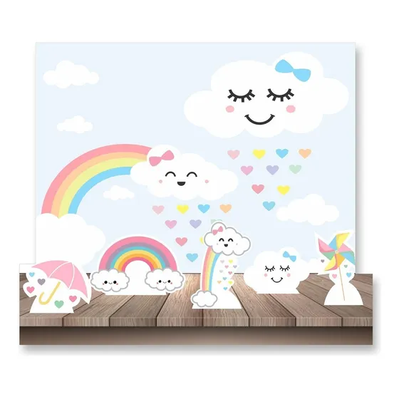 Kit Decoração Festa Painel E Displays Mesa - Chuva De Amor