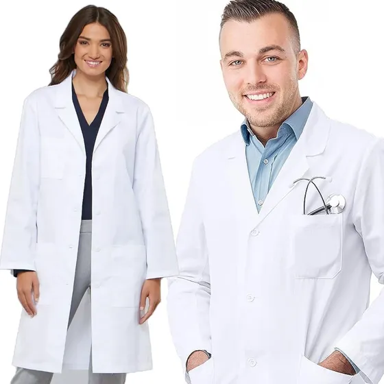 Delantal Clínico O Médico Largo Unisex Blanco Laboratorio