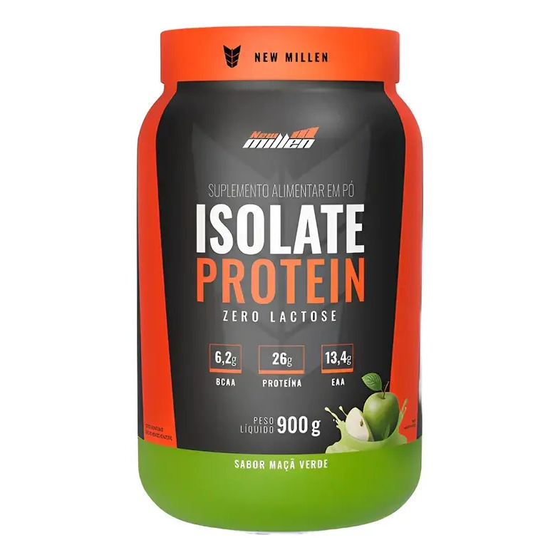 Proteina isolada Zero Lactose New Millen 900g Sabor Maça Verde