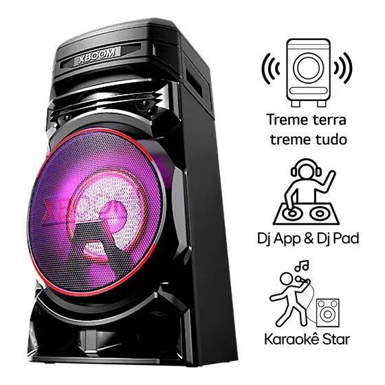 Torre de Som LG XBOOM RNC5 Bluetooth, Som Potente, Função DJ, Iluminação LED e Party Mode