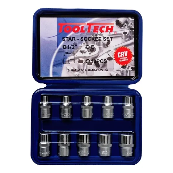 Maleta De 10 Dados Tor Hembra (8-24mm) Tooltech No Stanley