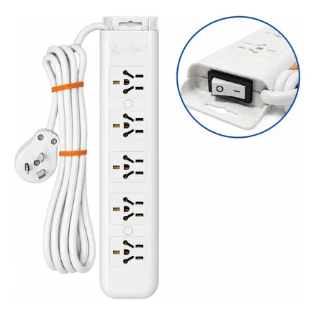 Prolongador Zapatilla Multinorma 5 Tomas 3 Mts Con Tecla Blanco