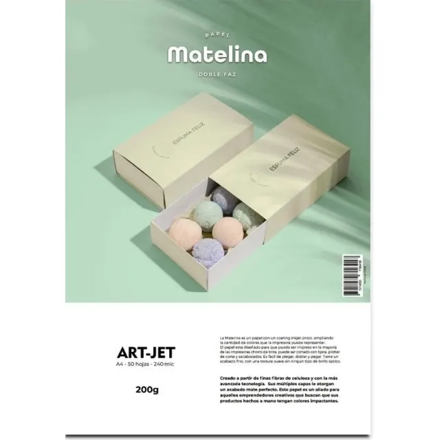 Papel Matelina Doble Faz 200g A4 50 Hojas Color Blanco