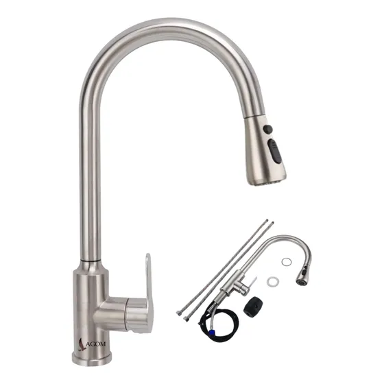 Grifos Convencionales Lagom C02 Mezcladora Para Fregadero Flexible Llave Herramienta De Cocina Brillante Con 3 Modos Salida De Agua Dispersa Caliente Y Frio 360° De Rotación Acero Inoxidable