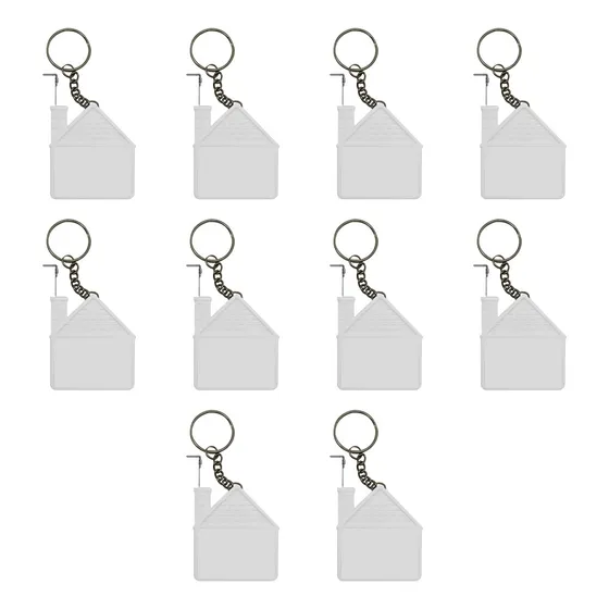 Paquete 10 Llaver Flexometro 1m En Forma De Casa Color Blanco