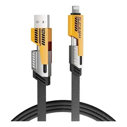 Cabo Carregador Tipo- C Usb Lightning Pd 27w-65w Ios 4 Em 1 Preto