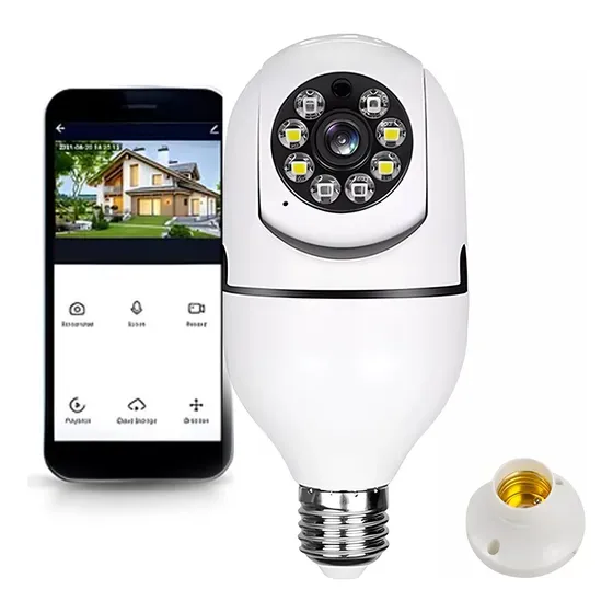 . Câmera De Segurança Ip Wifi Com Lâmpada E Aplicativo