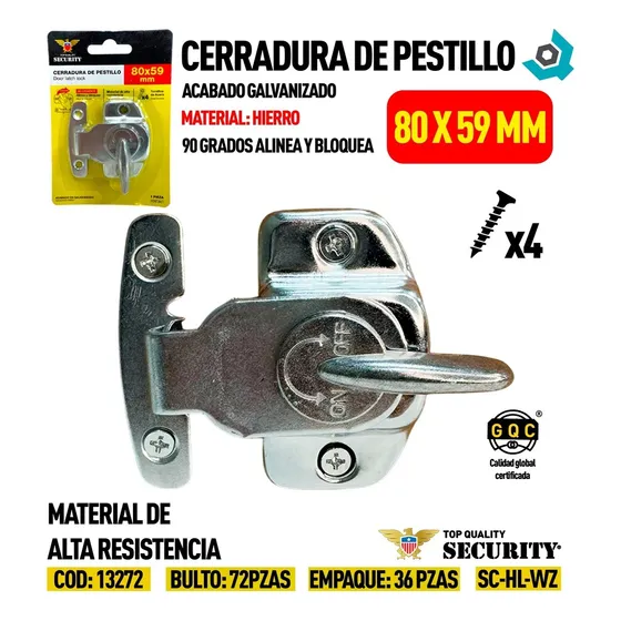Cerradura De Pestillo 80 X 59mm Security