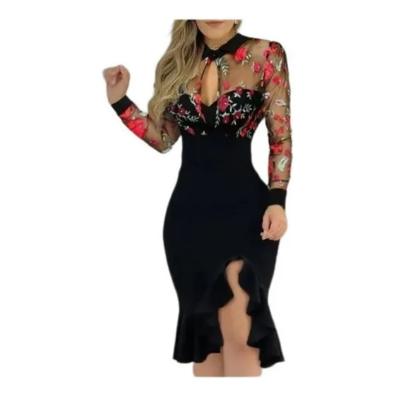 Vestido De Fiesta Dama Sexy Abertura Pierna Slim Fit