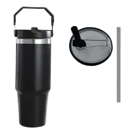 Copo Garrafa Caneca Térmica Inox C/ Canudo Alça Portatil