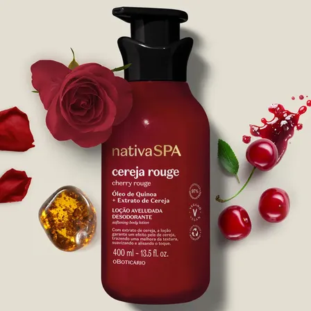Loção hidratante Cereja Rouge 400ml OBoticário Nativa Spa