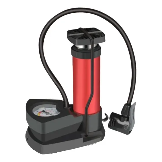 Bomba Inflador De Pie P/neumáticos Bici Motos Pelotas Carros Color Rojo