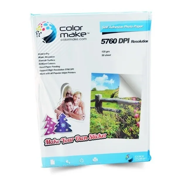 Papel Fotográfico Autoadhesivo Color Make Tamaño A4 50 Hojas