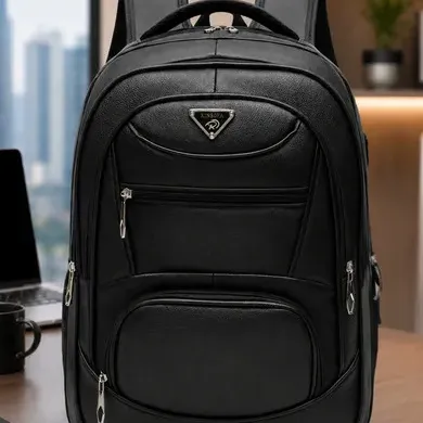 Mochila Pinneri Couro Sintético Marrom 60L Impermeável USB