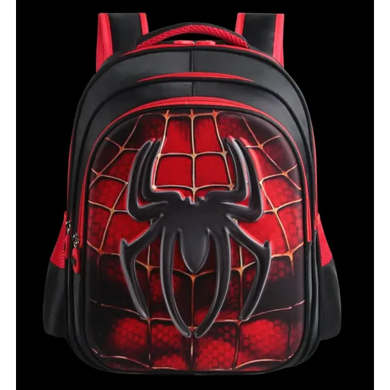Mochila Escolar De Super Héroe 3 D Color Rojo Diseño De La Tela Spiderman