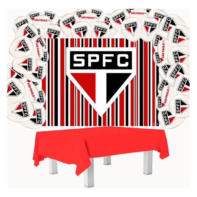 Kit Festa São Paulo Decora Toalha Vermelha 25 Balões +painel