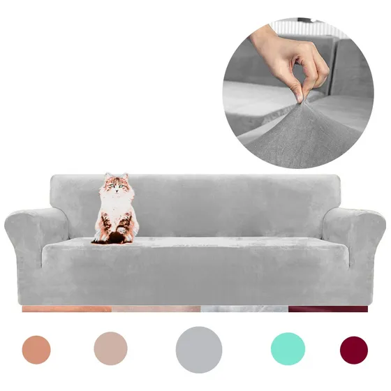 Funda Sofá Sillón Elastizada Tela Suave Cover 3 Cuerpos Gris