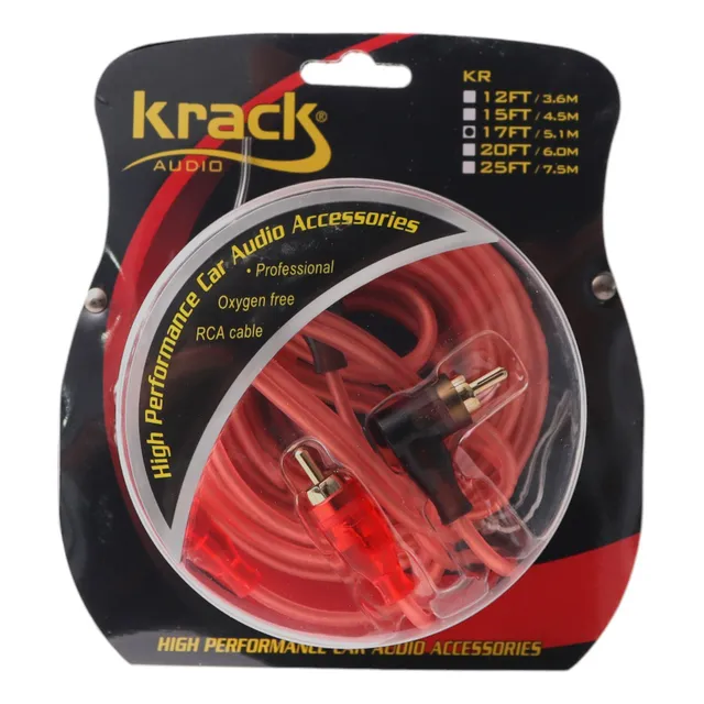 Cable Rca 5.1m Mts Para Audio Libre De Oxigeno Krack Audio KR-17 Color Rojo