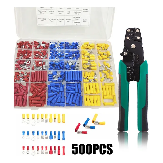 Pinza Ponchadora Kits 500pz Crimpadora Terminales Aislados