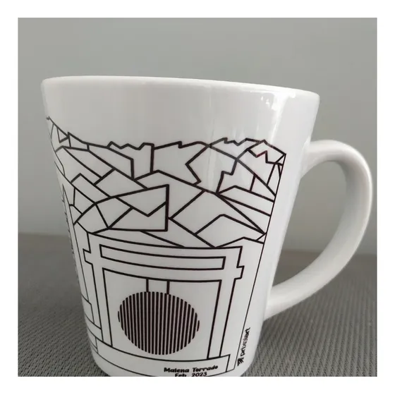 Tazas De Porcelana Cónicas, Blancas Con Iconos De Caracas