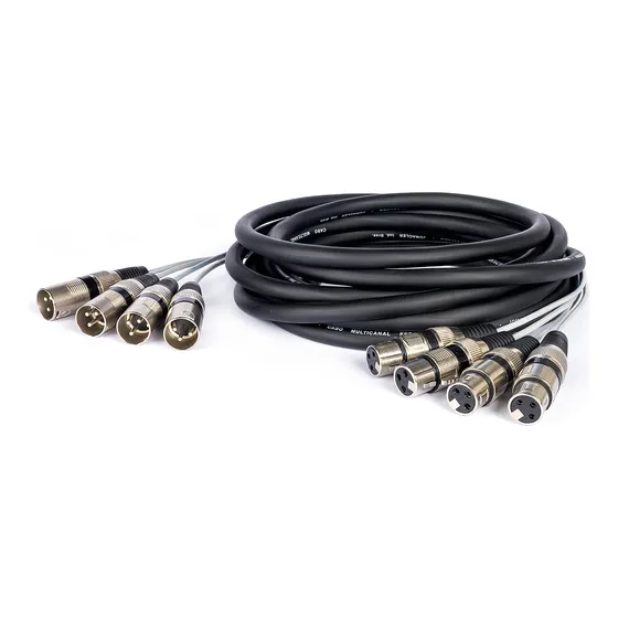 Multicabos Com Conectores Xlr 4 Vias Espaguetado - 10 Metros