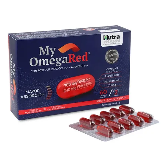 Nutrapharm My Omegared Omega Krill Antartico Con Fosfolipido Sabor Sin sabor