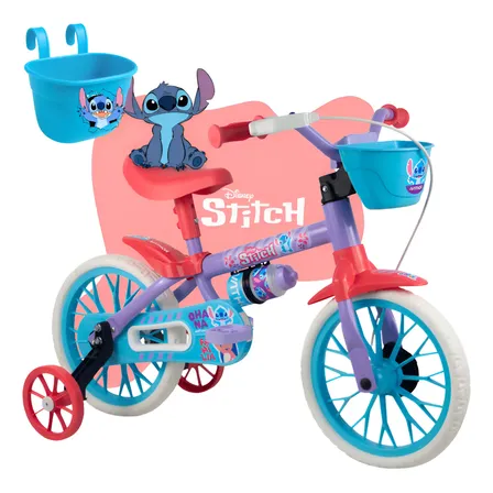 Bicicleta Infantil Menina 2 4 Anos Nathor Lilo Stitch Aro 12 Bicicleta Infantil Menina Stitch Roxa 12
