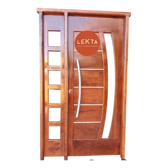 Puerta Con Lucera Curvo Y Lateral De Algarrobo Macizo!