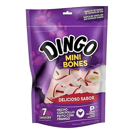 Osso Dingo Para Cães Original Mini Bones Com Frango - 7 Un