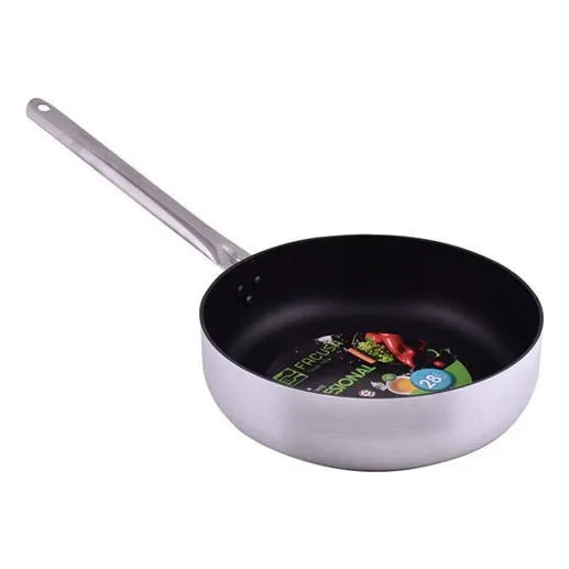 Sarten Alta Profesional Facusa 28 Cms Con Antiadherente Color Plateado