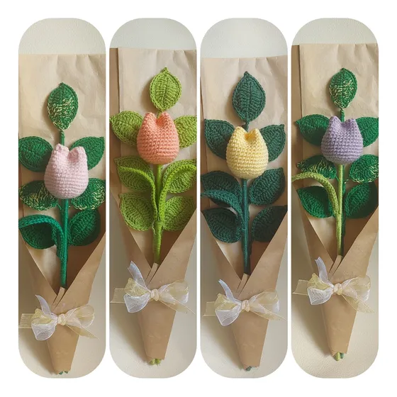 Ramo Flor Tulipan  Tejida A Crochet
