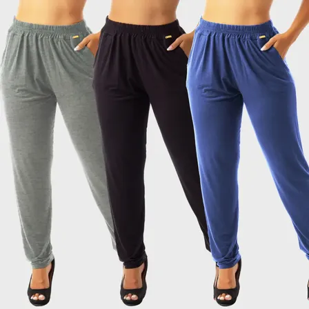 Kit 3 Calça Feminina Malha Viscolycra Soltinha Confortável