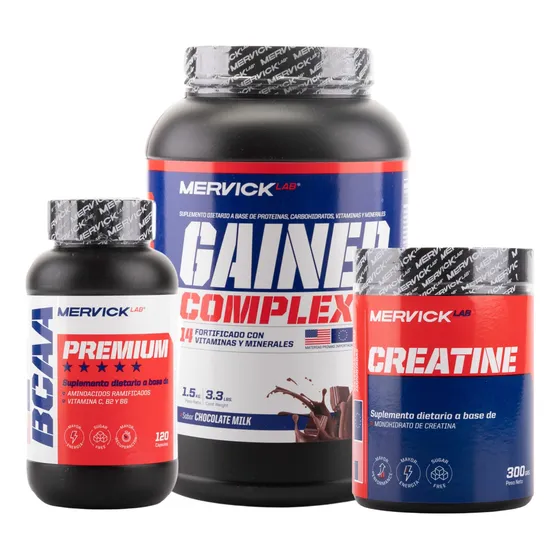 Gainer Complex 1,5kg + Creatina 300grs + Bcaa Premium 120 Caps Mervick  