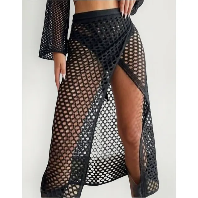 Pollera O Falta Pareo Larga Playera Calada De Hilo Moda