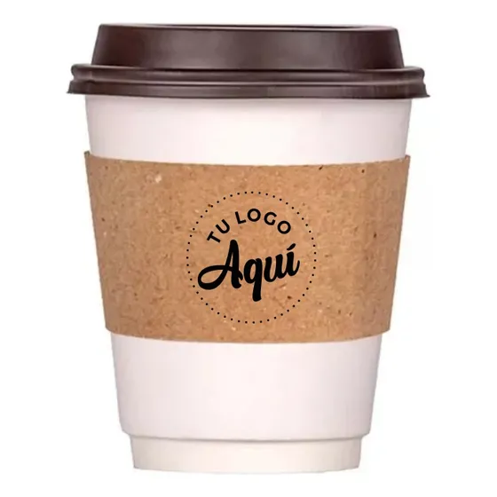 Vaso Polipapel Café 8,25oz + Tapa + Collarín Con Logo X 500u