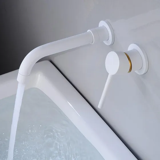 Grifo Mezclador Montaje Pared Lavabo Baño Caño Giratorio Una