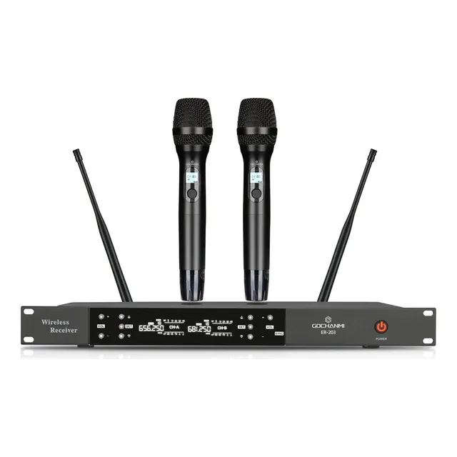 Microfonos Gc Er203s Inalambrico Mano Sistema 2 Canales Uhf