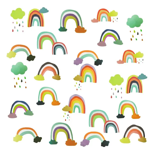 Calcomanias De Pared Para Niñas De Arcoiris Nubes Stiker