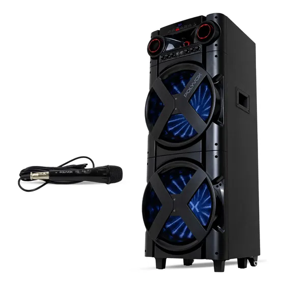 Combo Torre Som Amplificada Polyvox Tws Xt-2000t + Mic Fio