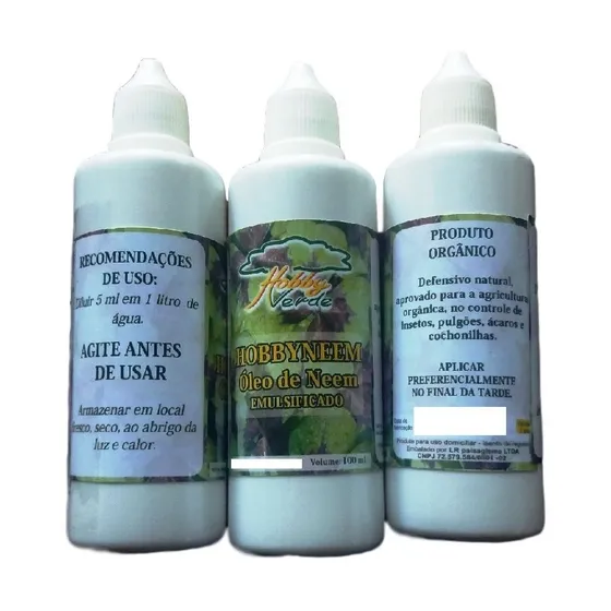 Óleo Vegetal De Neem Emulsionável Puro - 100 Ml (rende 20 L)