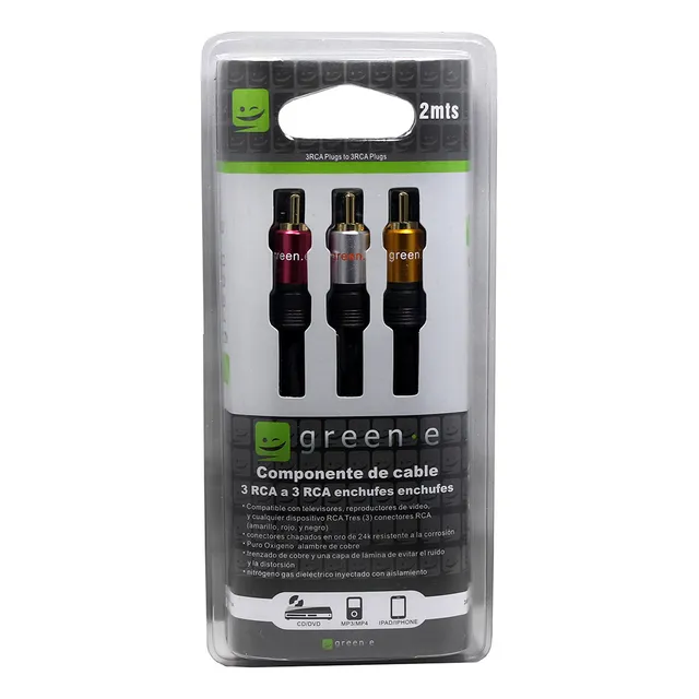 Cable De Audio Estéreo Video 2 Metros Rca Green-e