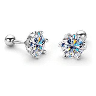Aretes De Moissanita .3 Ct 4mm Plata Ley 925 Certificado Aretes De Moissanita .3 Ct 4mm Plata Ley 925 Certificado
